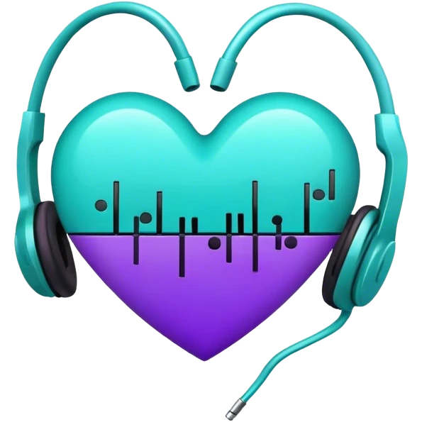 Teal and Purple music heart emoji