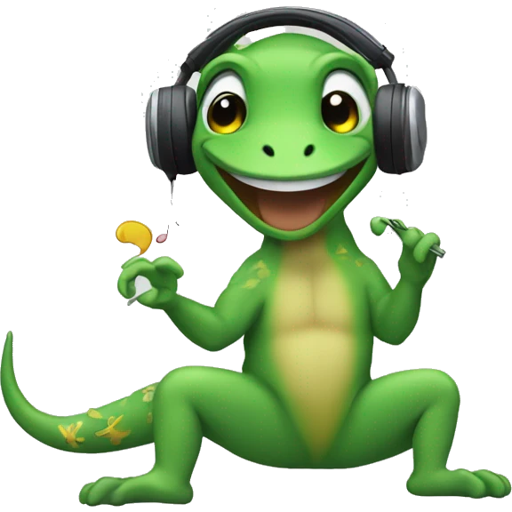 geko escuchando musica en audifonos emoji