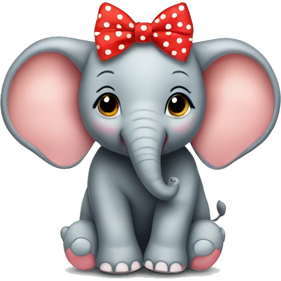 Res Baby elephant with a red polka dot bow on its head  emoji