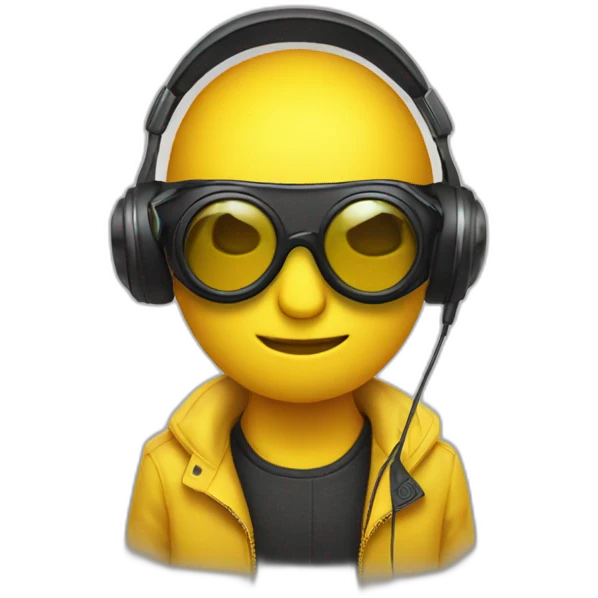 yellow cool emoji with headphone and goggles emoji