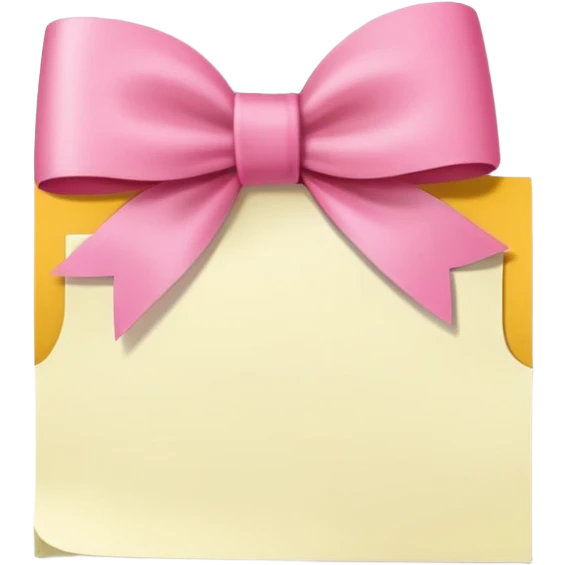 White sticky note with a pink bow that says something on it emoji