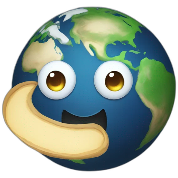 planet earth with cartoon face with smiling eyes emoji