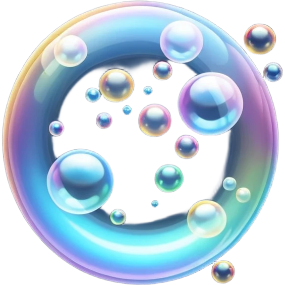 bubble foam object icon, floating soap bubbles, shiny transparent, 3D cartoon, soft shadow, mobile game icon style, centered, clean background, no text, no watermark
 emoji
