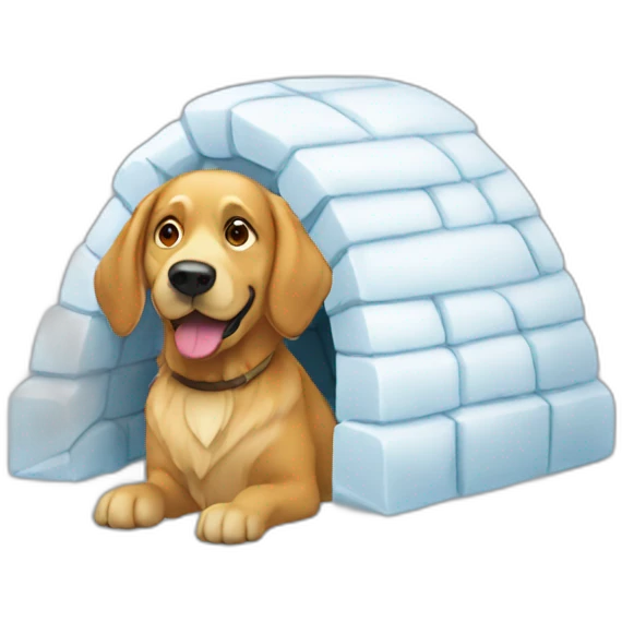 igloo with golden retiever emoji