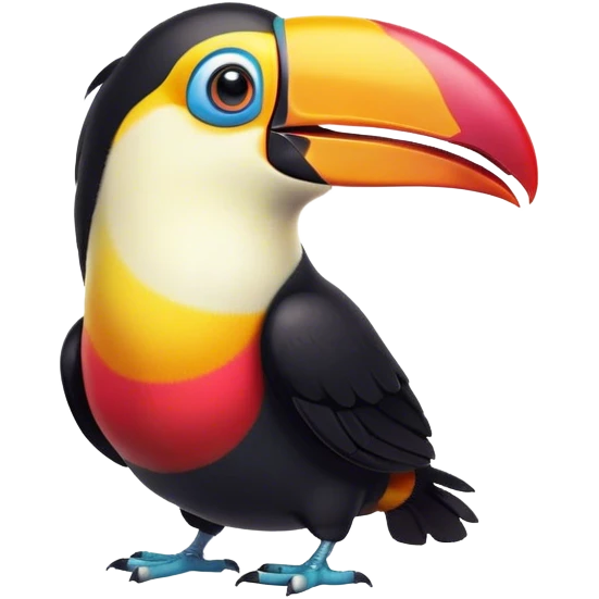 Cinematic Comical Toucan Portrait Emoji, Head tilted dramatically with an exaggeratedly shocked expression, featuring a boldly colored beak and wide, comically expressive eyes full of humorous disbelief, Simplified yet hilariously expressive features, highly detailed, glowing with a slightly sassy tropical glow, high shine, dramatic yet playful, stylized with an air of quirky exotic attitude, soft glowing outline, capturing the essence of a meme-worthy toucan that looks ready to side-eye its way into viral fame! emoji