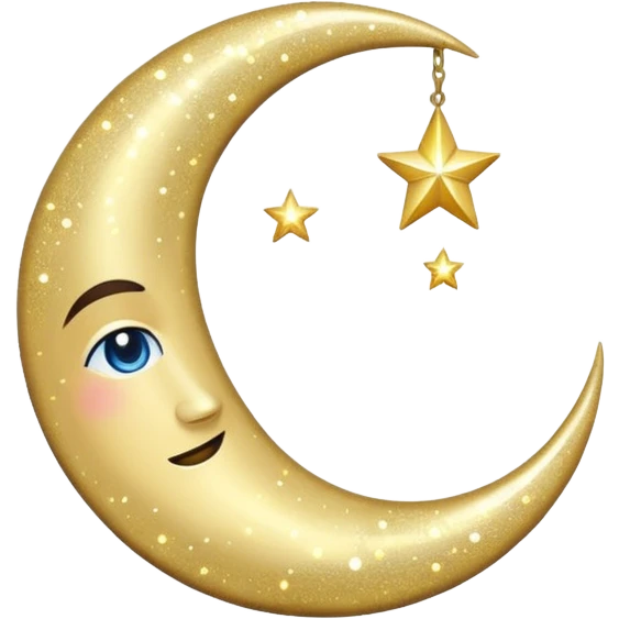Glitter cian crescent moon emoji