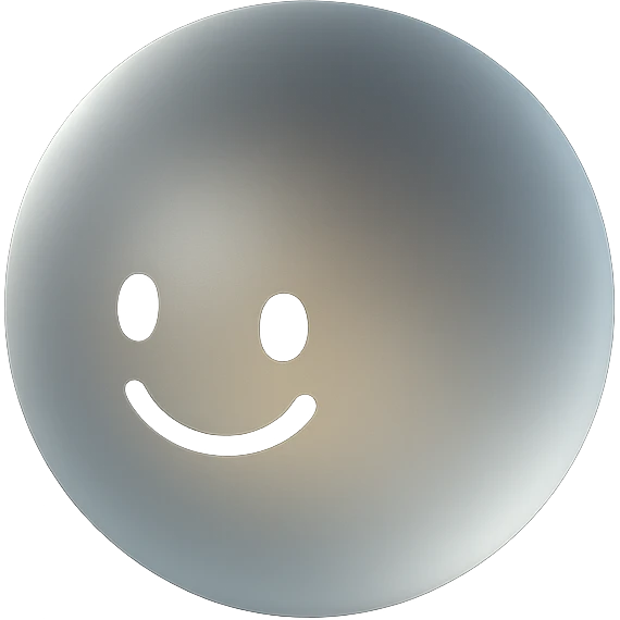 matte glass style aura ball with a warm smile emoji