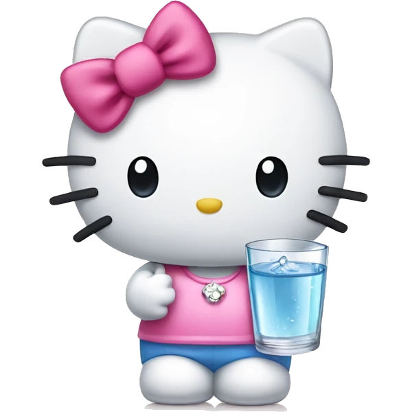 Hello kitty holding glass of water  emoji