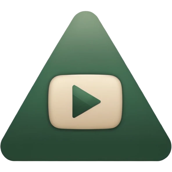 YouTube logo in iOS style, natural YouTube shape, dark green fill, play triangle in light beige, minimalism, no other colors emoji