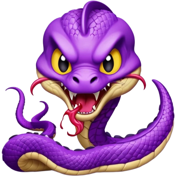  i want a animated emoji with the text "'Lil Viper Mad" with an angry but cute little purple viper spitting emoji