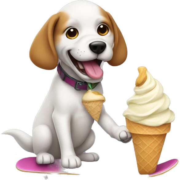 dog eating ice cream on skateboard emoji