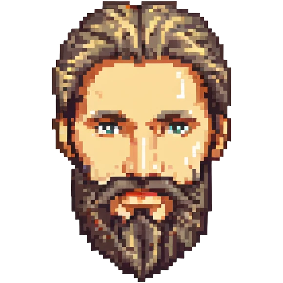 Primitive human face with thick beard and hair emoji