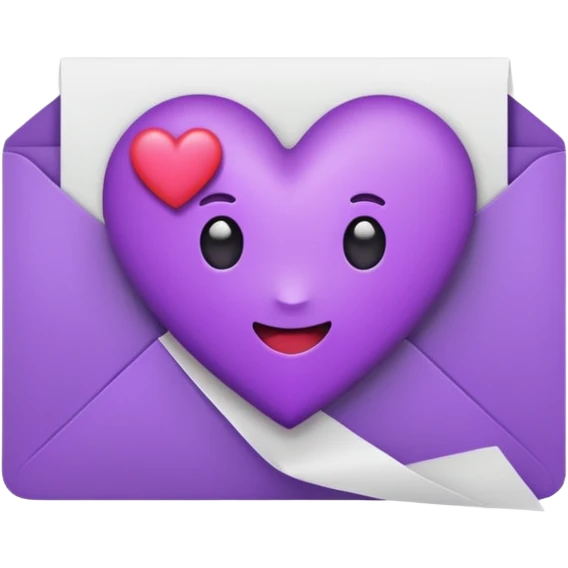 IOS's love letter emoji but with a purple heart instead of a red heart emoji