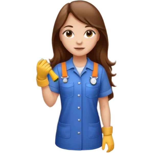 beautiful girl with long brown hair constructing new bathroom area with new shower and amenities  emoji