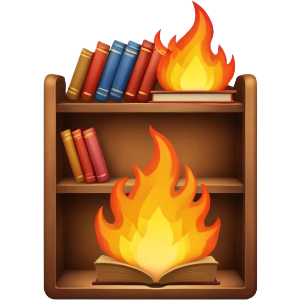 Bookshelf on fire emoji