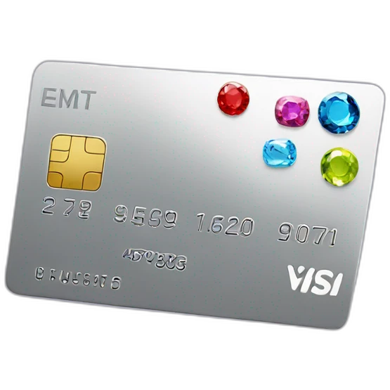 Platinum credit card with gems emoji