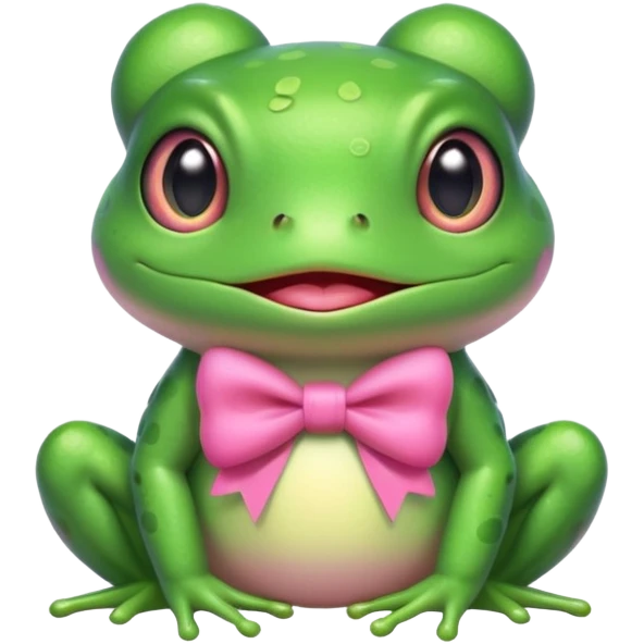 cute frog, pink bow, portrait, bust up emoji