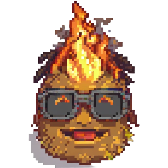 fire face wearing sunglasses with a smirk emoji