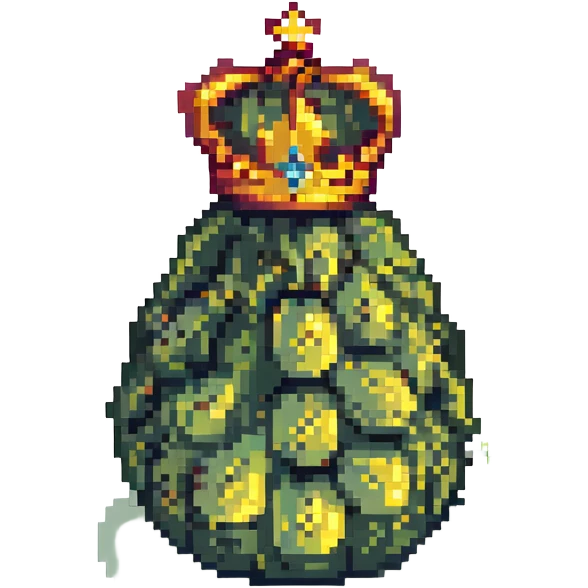 royal pear with a crown, pixel art style, vibrant colors, simple background emoji