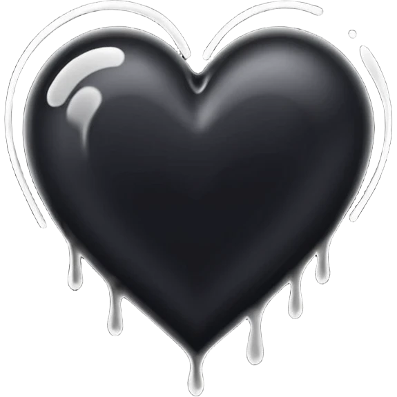 black ink heart emoji with ink streaks, isolated on white background emoji