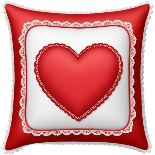 Square happy Valentine’s Day pillow with lace edges emoji