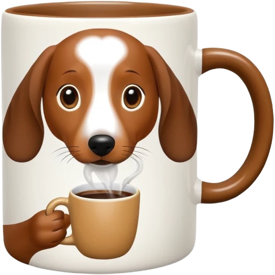 dachshund drinking morning coffee  emoji