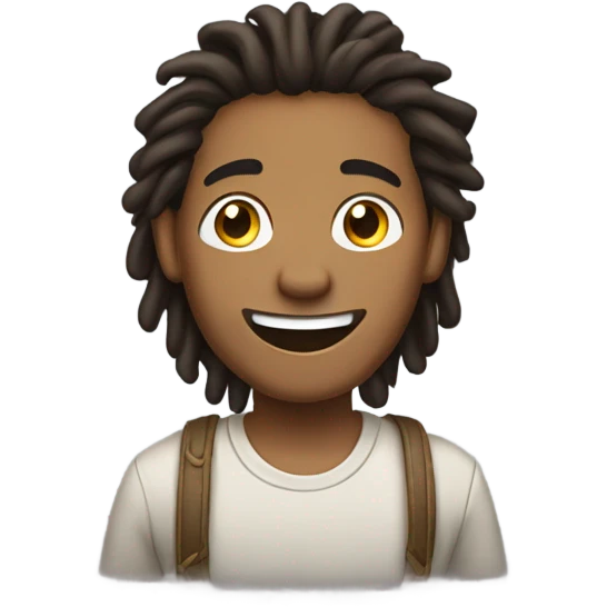a. Young brown man with dreads in the back. Let's wave with a smile. emoji