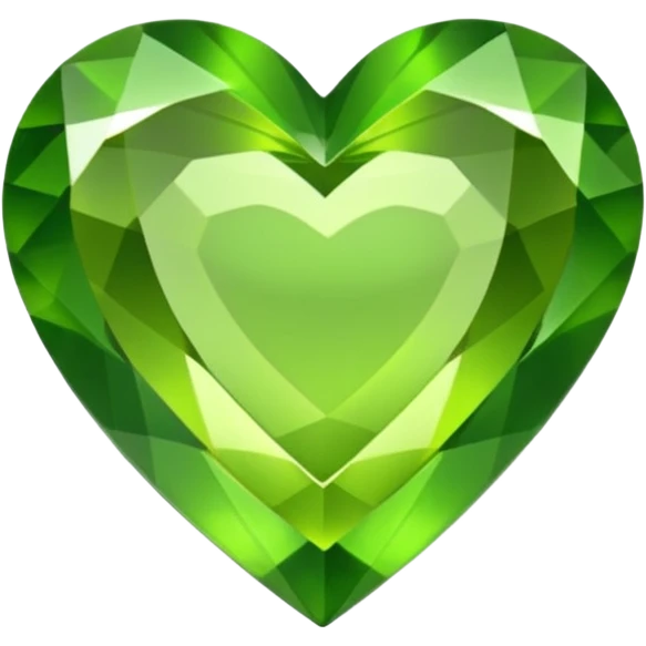 green heart looking ios but like a gemstone with sharp outlines and shiny the color is more like lime emoji