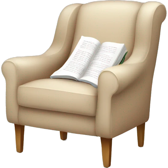 Simple Beige Armchair with blanket and open book on it emoji