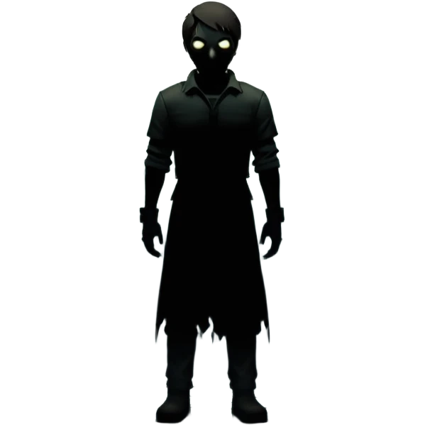 An icon featuring a dark, eerie atmosphere with a spooky environment, inspired by horror games like Resident Evil. The design includes ominous lighting, creepy shadows, and a silhouette of a character in distress. Transparent background enhances the chilling vibe of the scene. emoji