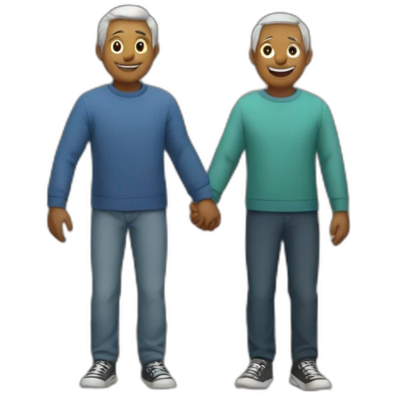 Older brothers holding hands on the side of a house emoji