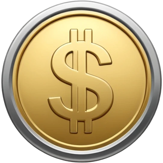 silver coin with dollar sign emoji