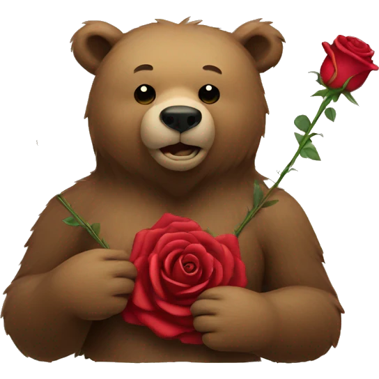 Bear holding a rose emoji