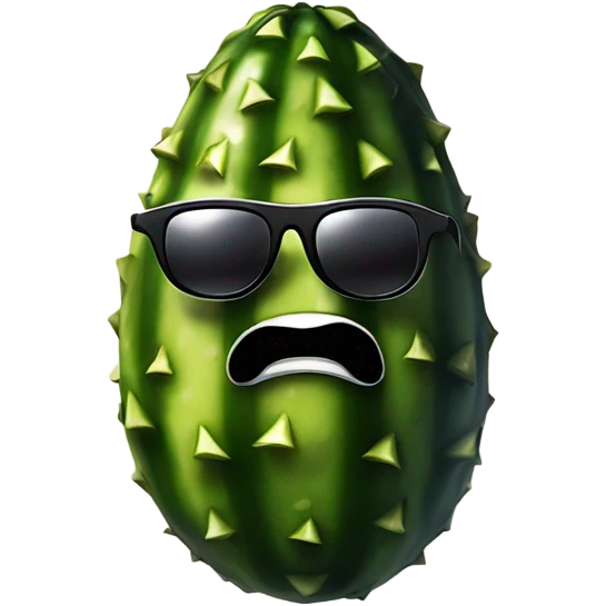 A gherkin holding a knife and wearing sunglasses  emoji