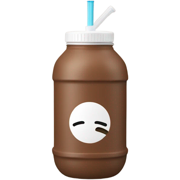 Brown water bottle with handle and straw emoji