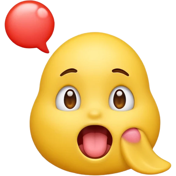 Little emoji character sticking tounge out while looking up emoji