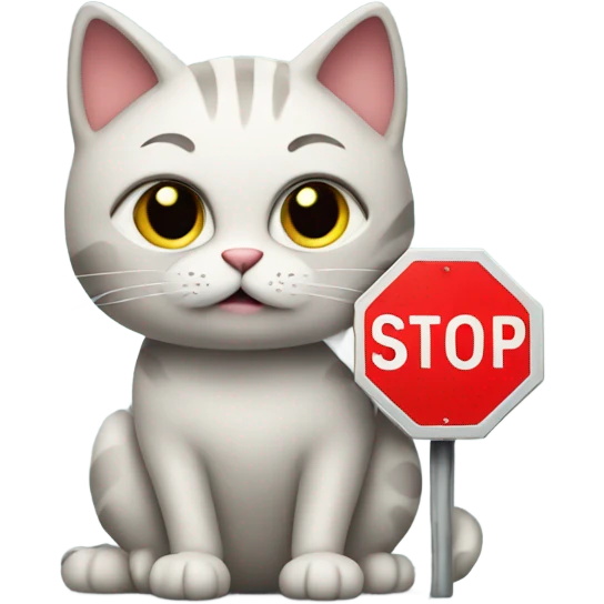Cat with a stop sign emoji