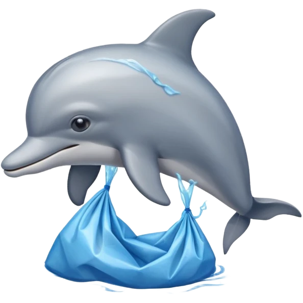 dolphin stuck in plastic waste bag emoji
