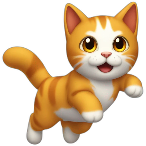 Gato volando en un cielo de fuego emoji