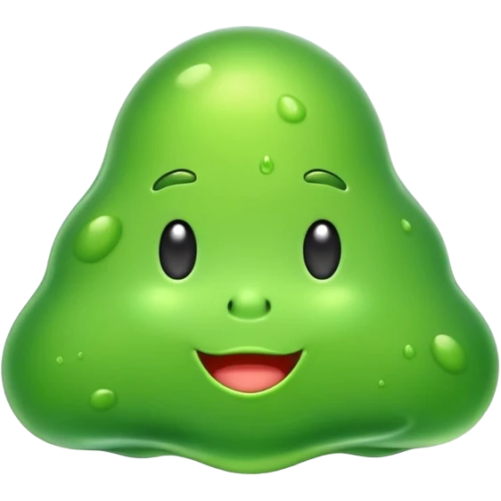 cute green slime blob, shiny, simple face emoji