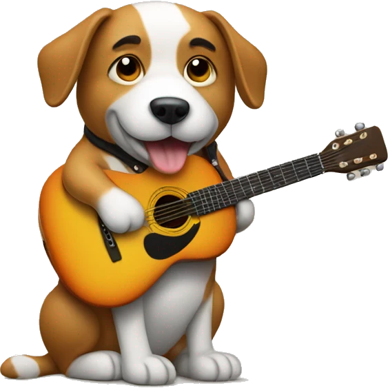 Dog playing a guitar emoji