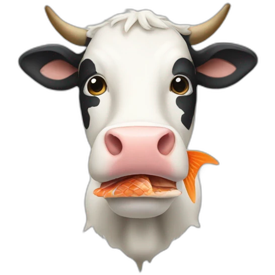 Cow eat fish emoji
