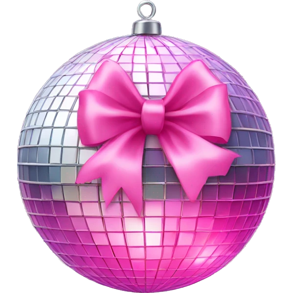 disco ball with pink bow emoji