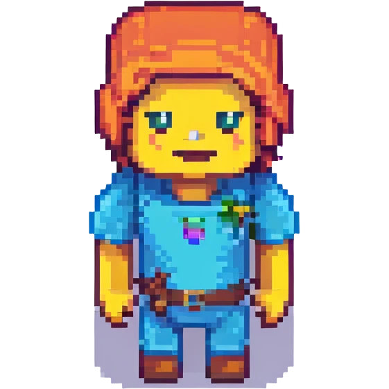Convert this character to Minecraft emoji style with blocky, pixelated, simplified features and vibrant colors, on a transparent background. emoji