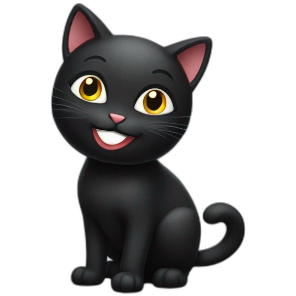 Cheeky Black cat winking at us emoji