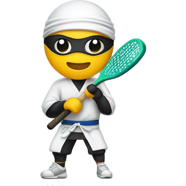 Ninja holding a pickleball paddle emoji