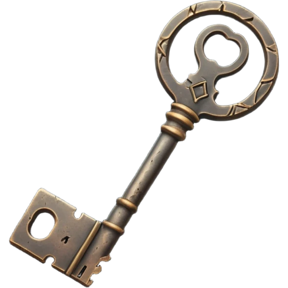 iOS style emoji, minimal ancient key, dark fantasy emoji