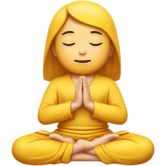 classic yellow emoji meditating, floating slightly above the ground, calm face emoji