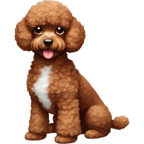 toy poodle red brown with white spot on chest without collar emoji