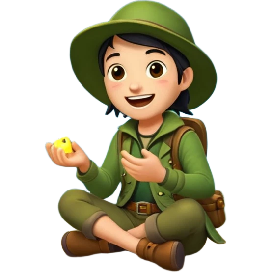 forest rogue laughing while fireflies scatter emoji